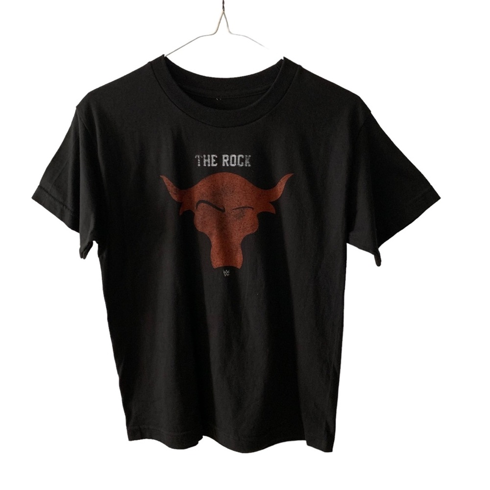 WWE Dwayne The Rock Johnson Women’s Wrestling T Shirt Black Crew Neck